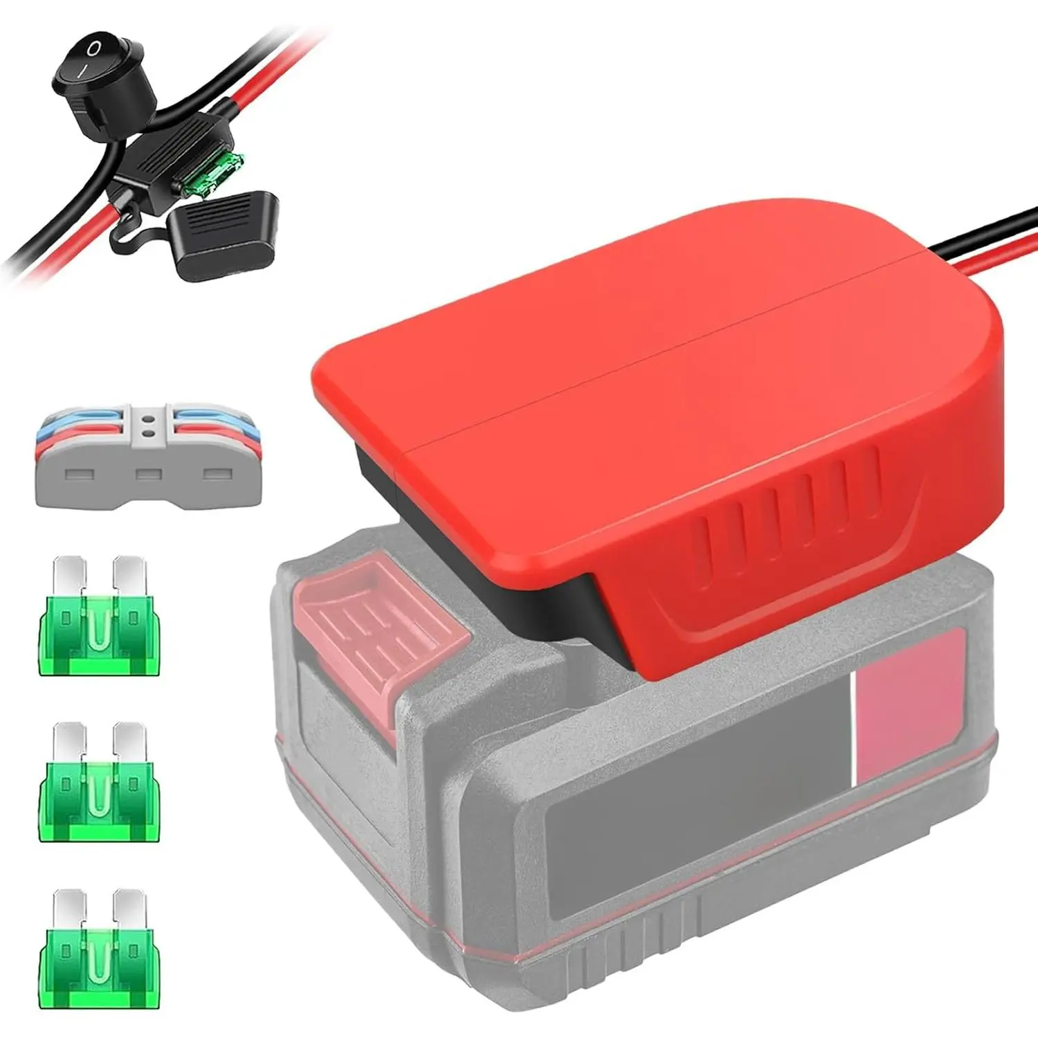 Power Wheel Adapter for Bauer 20V Battery,Dock Battery Adapter with Fuse, Wire Terminal,14 Gauge Wire Power Convertor for Rc Car, Robotics, DIY use, and Work Lights