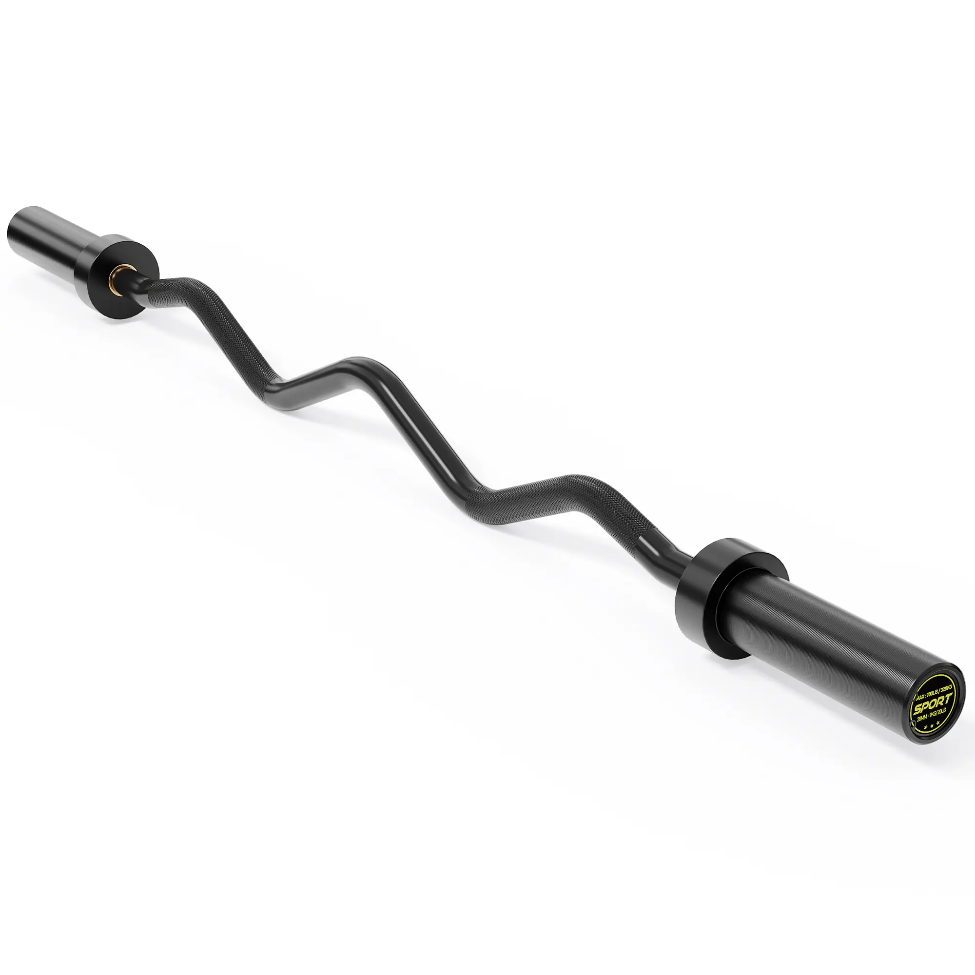 Superior 47" International Games EZ Wave Bar – 700LB Capacity Barbell - Ergonomic Curved Design, Diamond Knurling, 2" Rotating Sleeves - For Biceps, Triceps, Hip Thrusts, Squats, Home Gym Strength Training