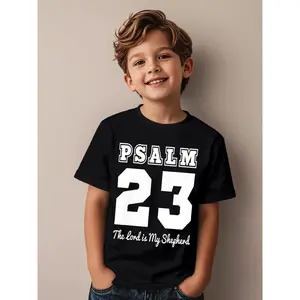 Christian Bible Verse Psalm 23 The Lord is My Shepherd Novelty Awesome Graphic Kid T-Shirt Cute Kid T Shirts Streetwear Tees Tops for Kid