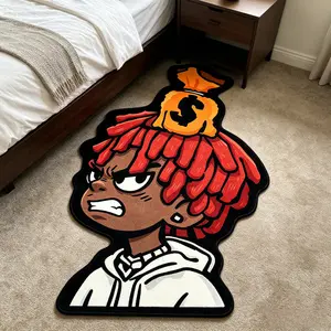 American Retro Cartoon Character Rug, Hand Washable Indoor Carpet, Unique Home Decor, Soft Area Rug, Comfortable Area Rug for Living Room, Bedroom, Study