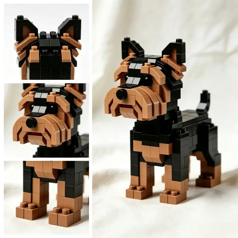 Yorkshire Terrier Building Blocks Animals, Small Breed Puppy Model, Display Model, creative blocks, skills kits, desktop figurines, Birthday Holiday Gift for Adults 14+, Back to School Pet Table Decor