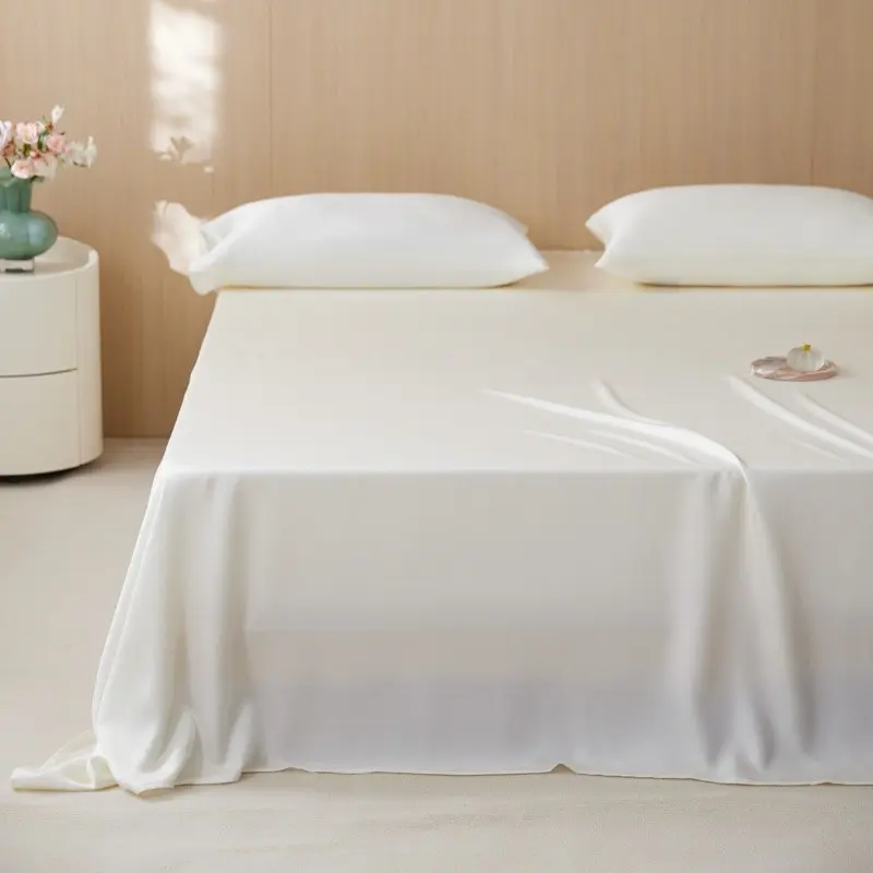 3-Piece Bed Sheet Set, Luxury Hotel Bedroom Bedding, High Quality Lyocell Cooling Fiber Ultra-Soft Breathable Flat Sheet ,White Bed Linen for Men and Women us queen size