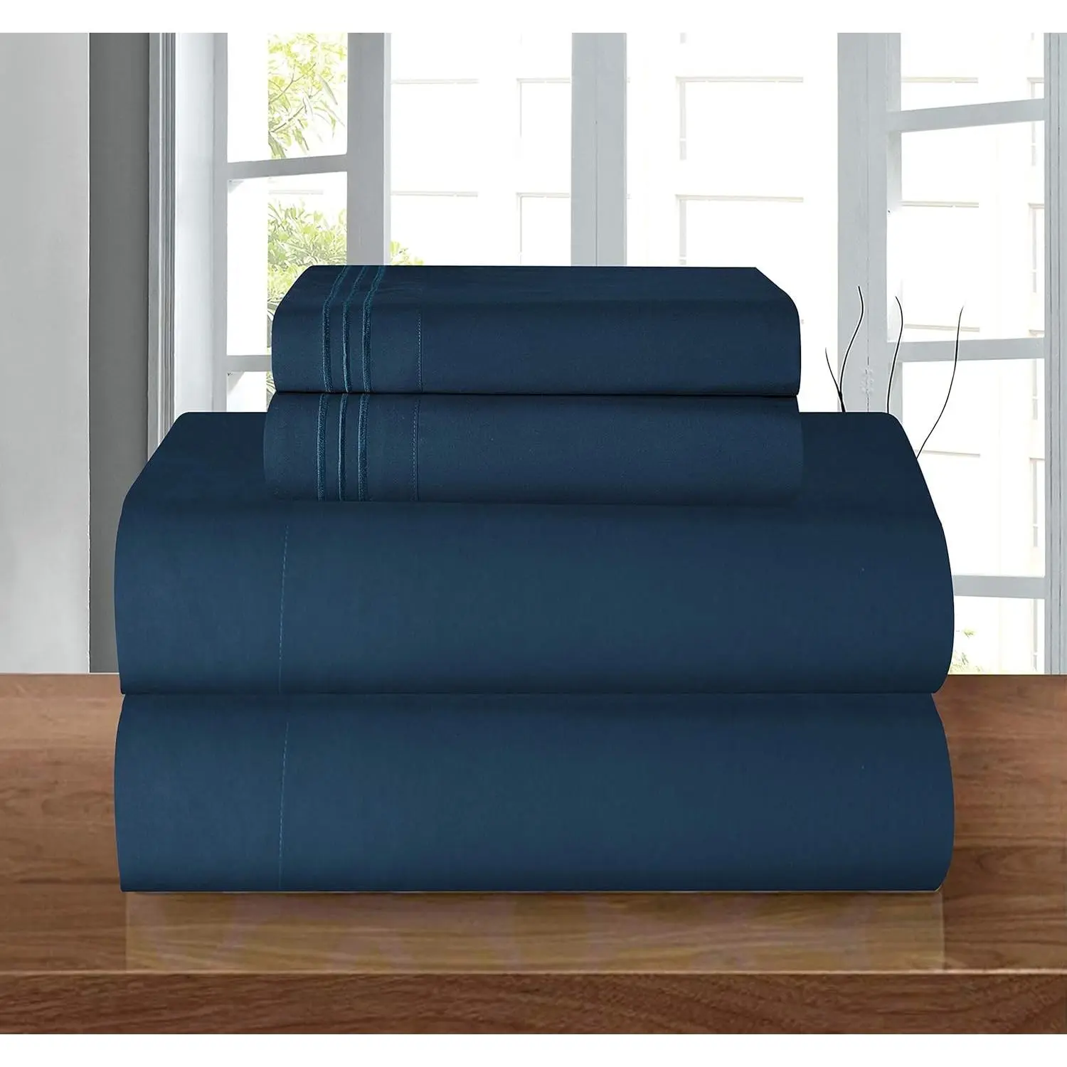 Luxury Soft 1500 Premier Egyptian 4-Piece Premium Hotel Quality Wrinkle Resistant Coziest Bedding Set, All Around Elastic Fitted Sheet, Deep Pocket, Twin/Twin XL, Navy