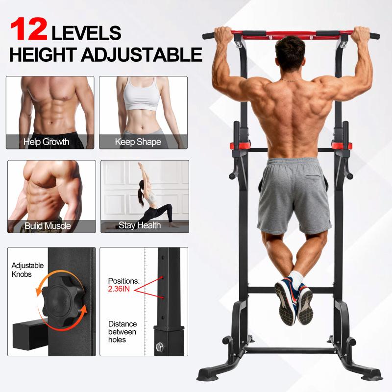 Multifunctional single and double bar pull-up rack, height adjustable, non-slip handles, indoor home pull-up machine, stable base to prevent tipping, single and double bar stretching rack, home single bar fitness equipment