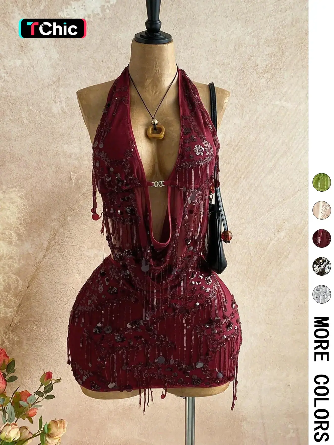 2 Halter Sequin Fringe Crop Top Mini Skirt Set Women | Mesh Sheer Two Piece Outfit | Y2K Party Nightclub Rave Wear