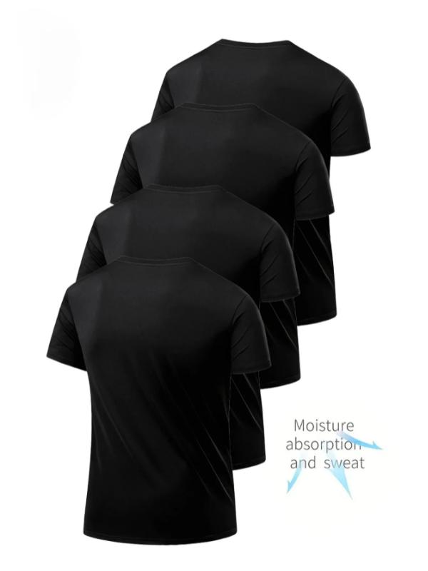 Kyn Apparel 4-Pack White black Men's T-Shirt Thin Solid color Quick Drying Breathable Sweat-Absorbent Shirt Suitable for Fitness Gym and Run