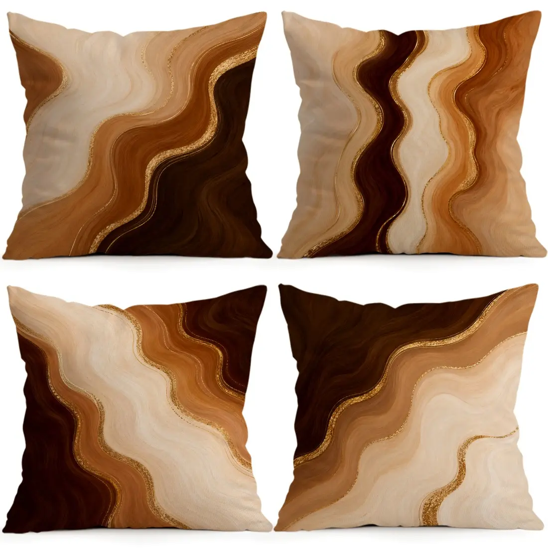 4pcs Modern Abstract Wave Pattern Pillow Covers, Single Side Print, Living Room Bedroom Home Decor, All Seasons, No Insert Included