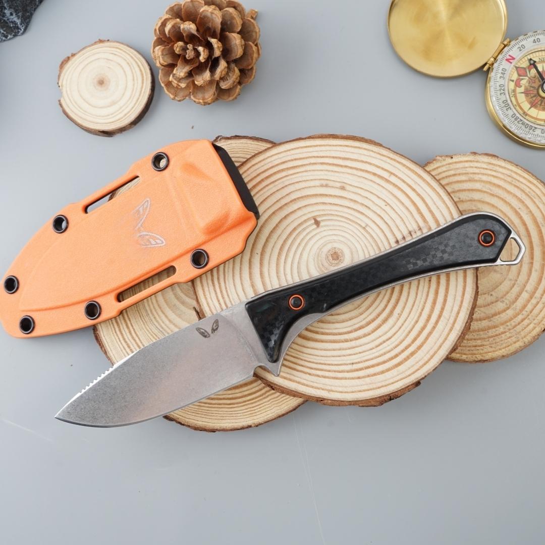 Bm15201 Outdoor Straight Knife, High Hardness Wilderness  Edc Tool, Includes Sheath, Camping Gear, Fruit Knife, Men's Gift folding damascus steel mens holiday olbers ab Portable Multi-Purpose Pocket with Slingshot Attachment