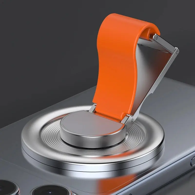 Universal Magnetic Phone Ring Holder Stand, 360 Degree Rotating Foldable Aluminum Alloy Finger Grip for iPhone 12-17 Series and Other Phones with Magnetic Cases, Portable Desktop Kickstand