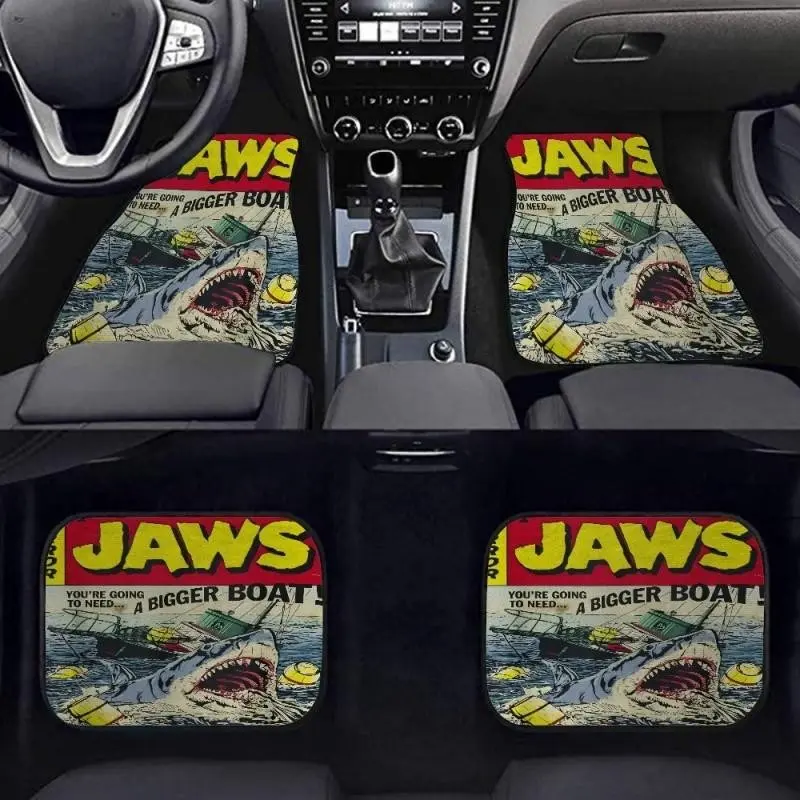 4pcs Shark Design Car Mats, Non-Slip Base, Fits Most Models, Elegant Interior Decor, Perfect Gift for Halloween & Christmas