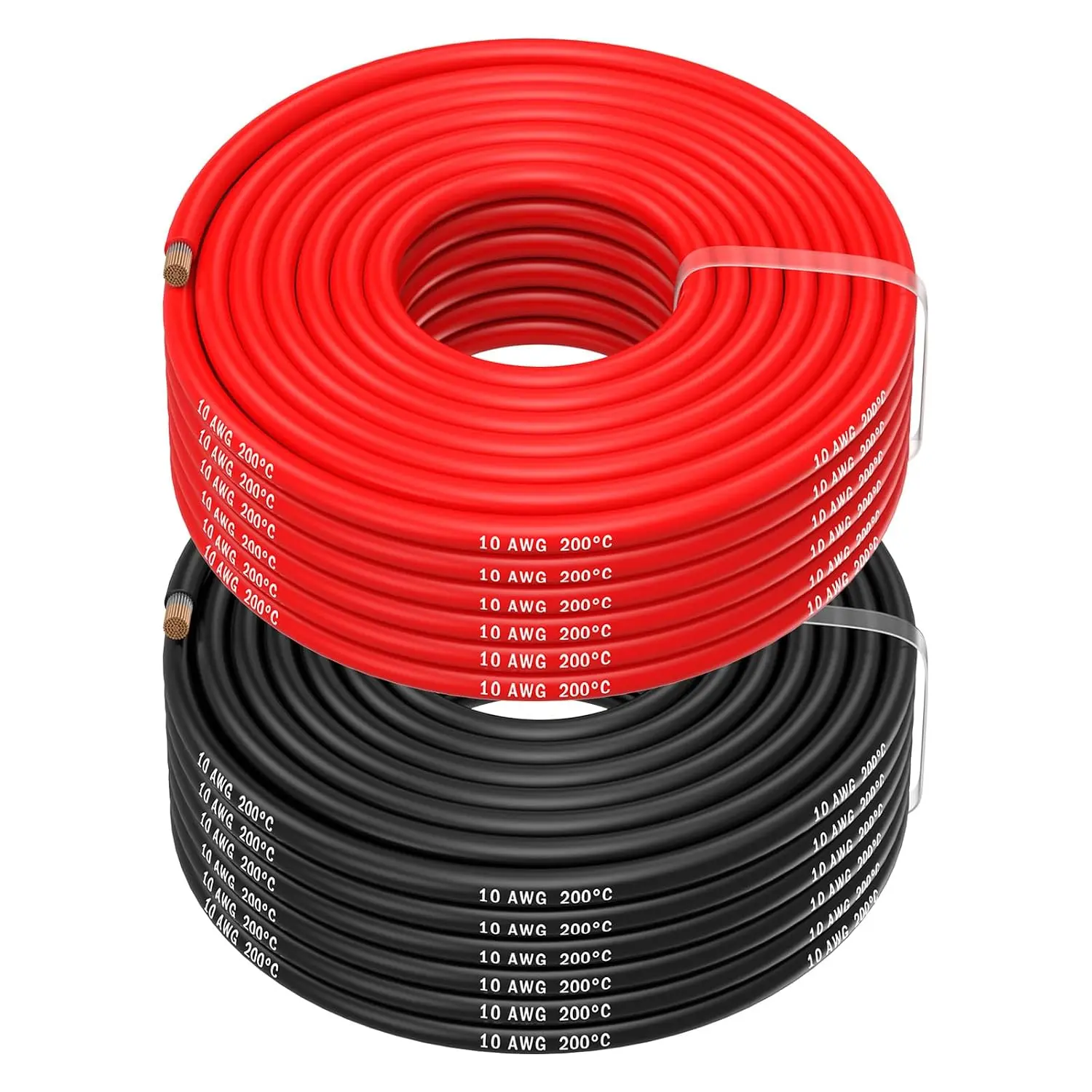 10 AWG Electrical  Wire - 10 Gauge (5.26mm²) Tinned Copper  2.5 m / 8.2 ft 2 Separate Wires Red & Black for RC, Drones,  Printers, , Speaker Wires, Led Strips