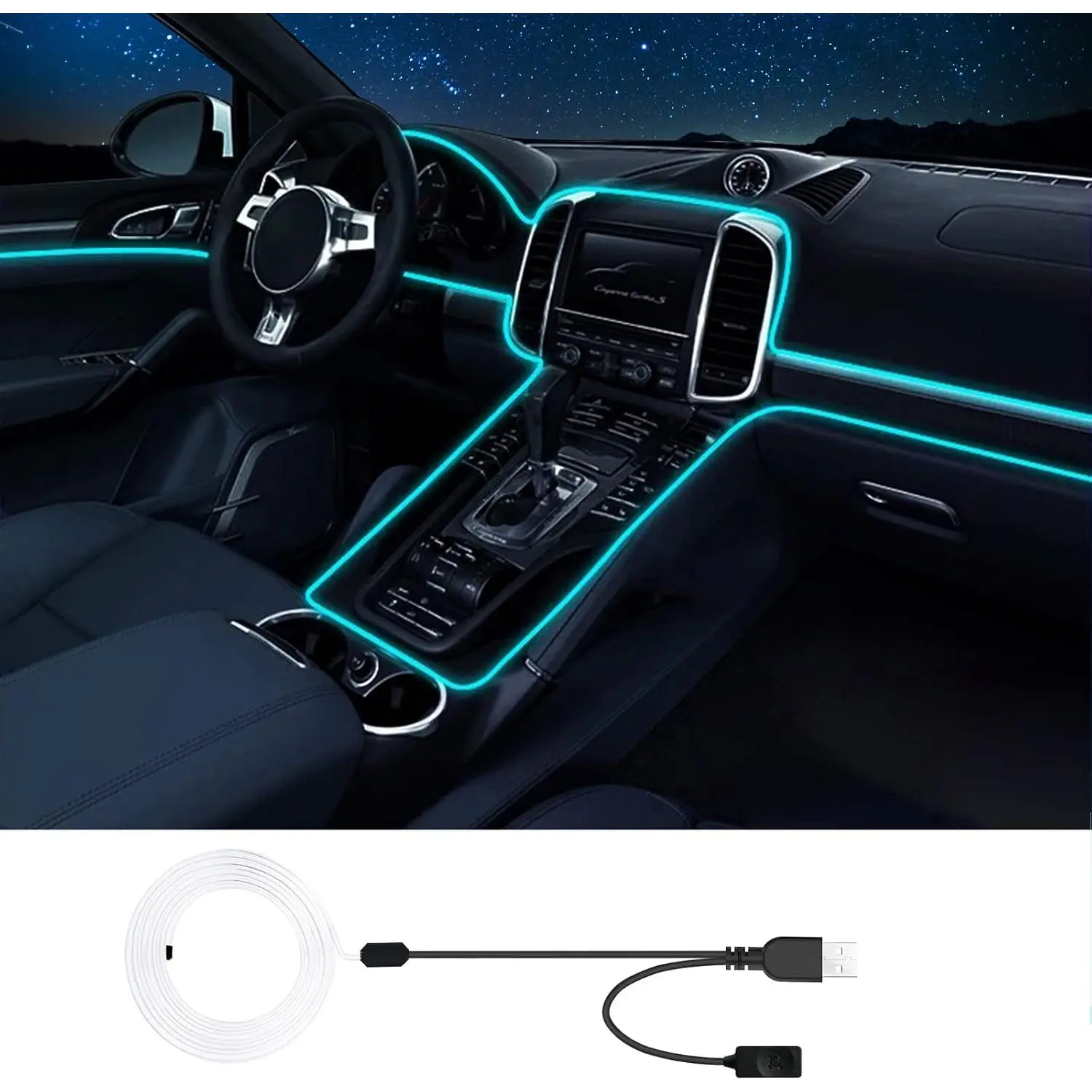 Interior  LED Strip Lights, RGB USB  Ambient Lighting,  Accessories Fiber Optifc Lights Sync to  (1 LED/118 inches)