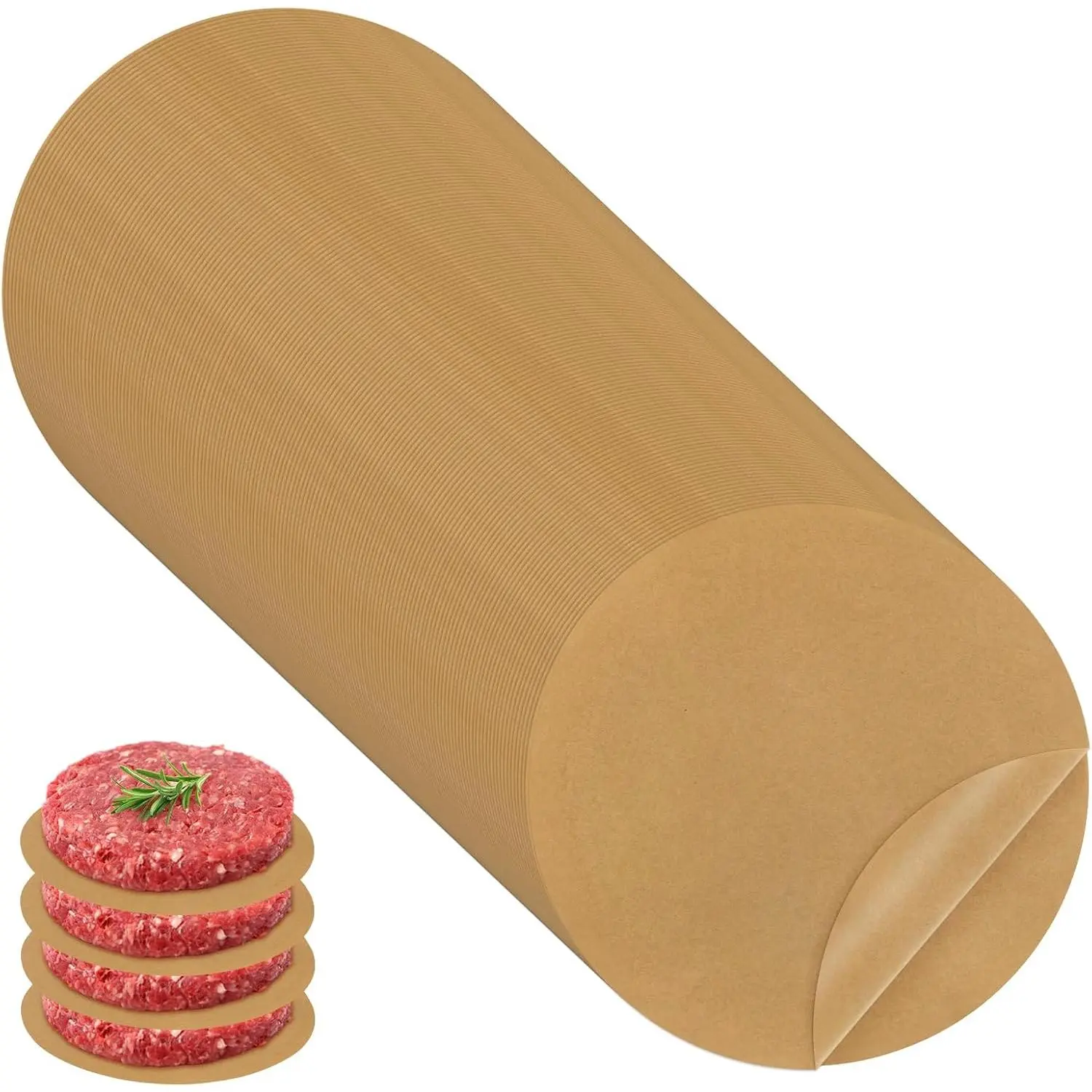 220 count 4 inch Unbleached  Paper Sheets for baking, Burger Patty  Paper Rounds, Heavy Duty Precut Brown Non-Stick liners for Separating Patties, Bread, Tortilla Wrapping