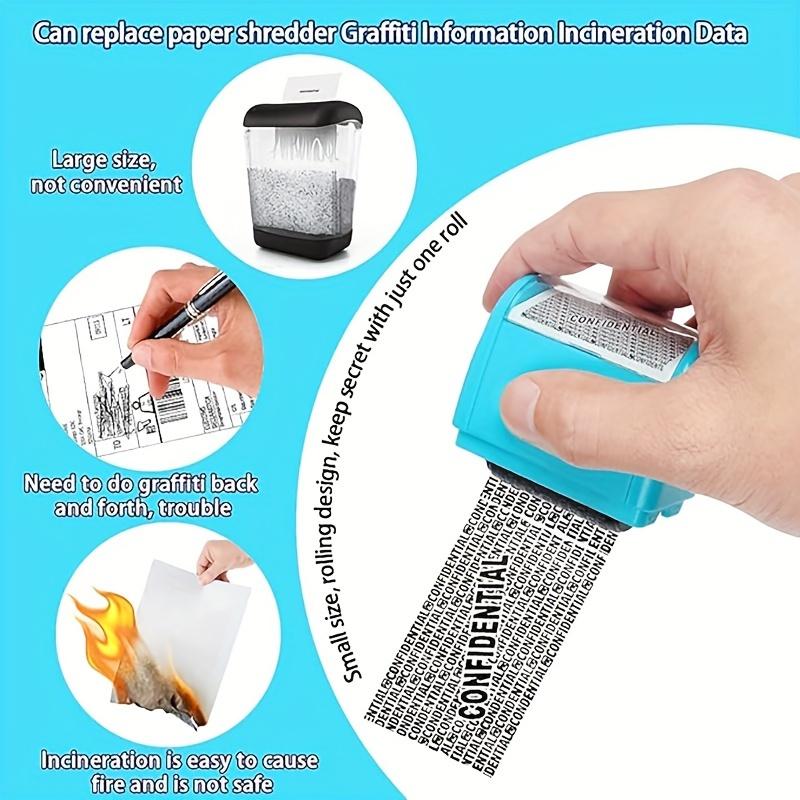 Identity Privacy Roller Stamp - Includes 3 Refill Ink Cartridges - Wide-Coverage Security Seal for Confidentiality, Address Obfuscation, and Privacy Protection