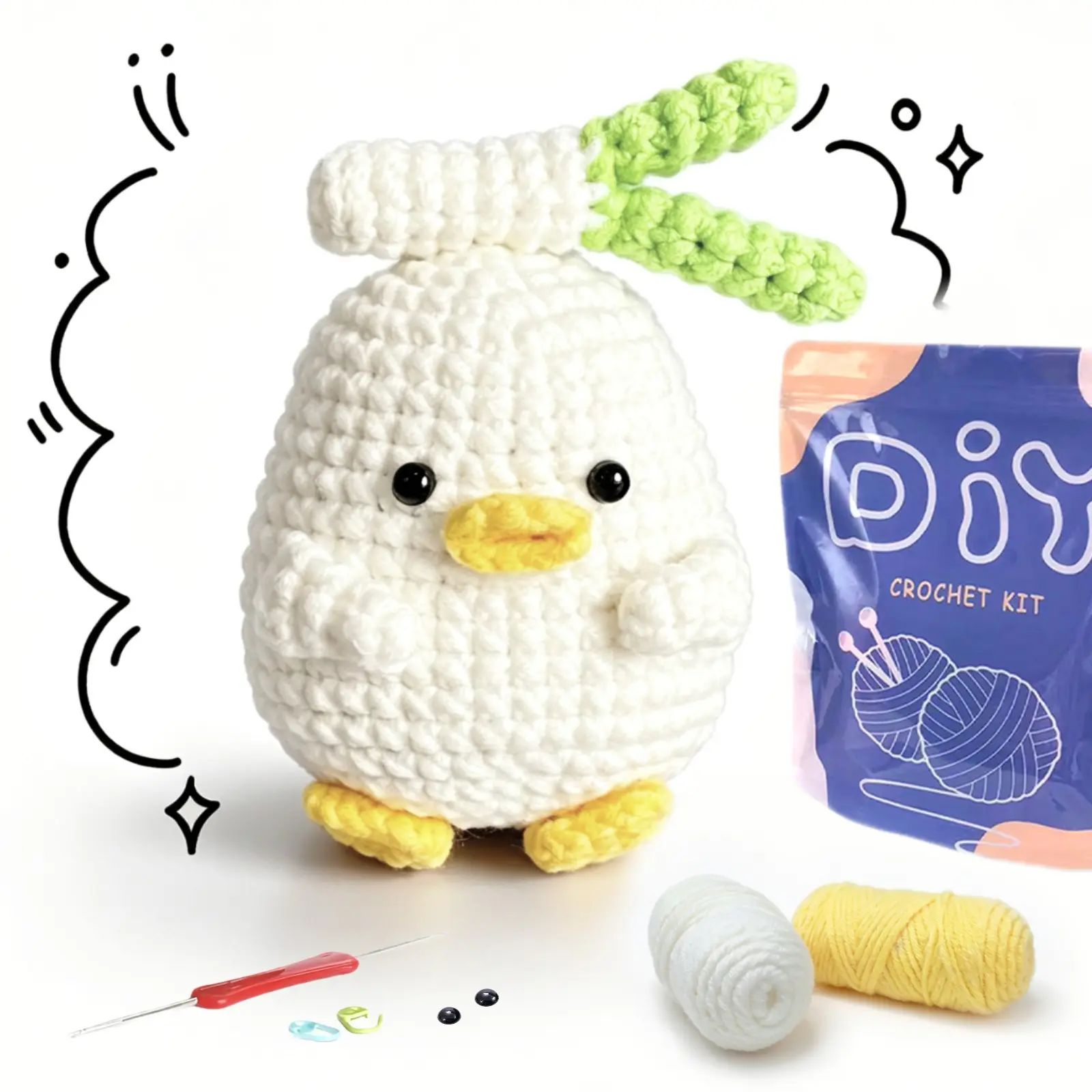 Yamaxin Beginner Crochet Kit, DIY Knitting Material Set with Tutorial Video, Random Color Accessories, Perfect for Craft Enthusiasts