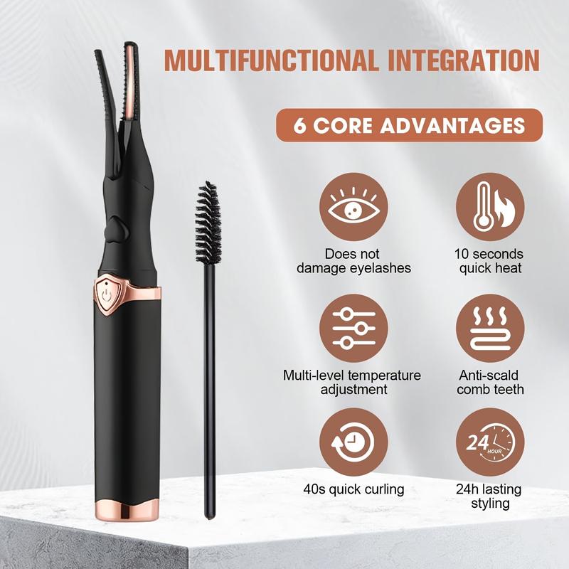 2-in-1 Heated Eyelash Curler - USB Rechargeable Clip-Type and Built-in Comb Heated Lash Curler - 3 Different Temperature Modes Quick and Long-Lasting Curl Effect 2-in-1 Heated Eyelash Curler - USB Rechargeable Clip-Type and Built-in Comb Heated Lash Curler - 3 Different Temperature Modes Quick and Long-Lasting Curl Effect