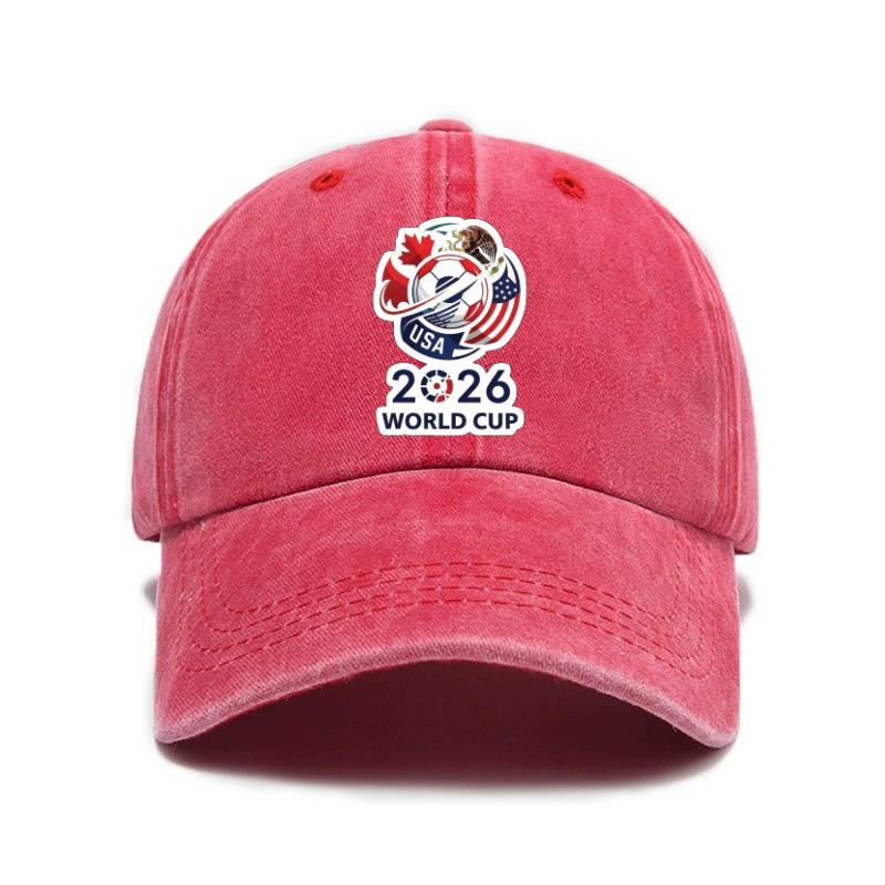 2026 USA-Canada-Mexico World Cup Printed Washed Vintage Soft Top Baseball Cap for Men and Women, Trendy Hat Reindeer Cupid