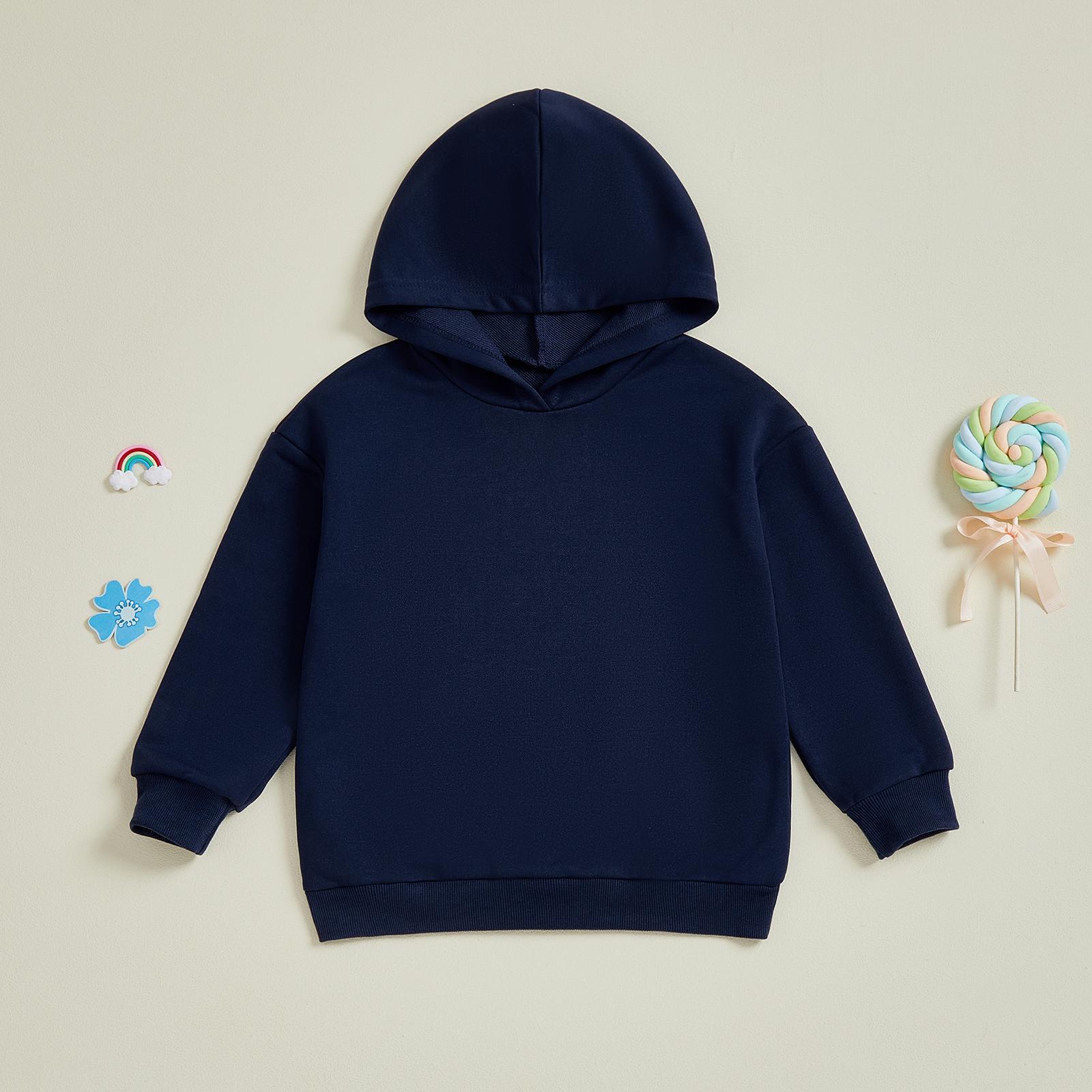Kids Hoodie Light Weight Sweatshirt Loose Fit Solid Color Long Sleeve Boys Girls Fall Spring Pullover Clothes for Toddlers