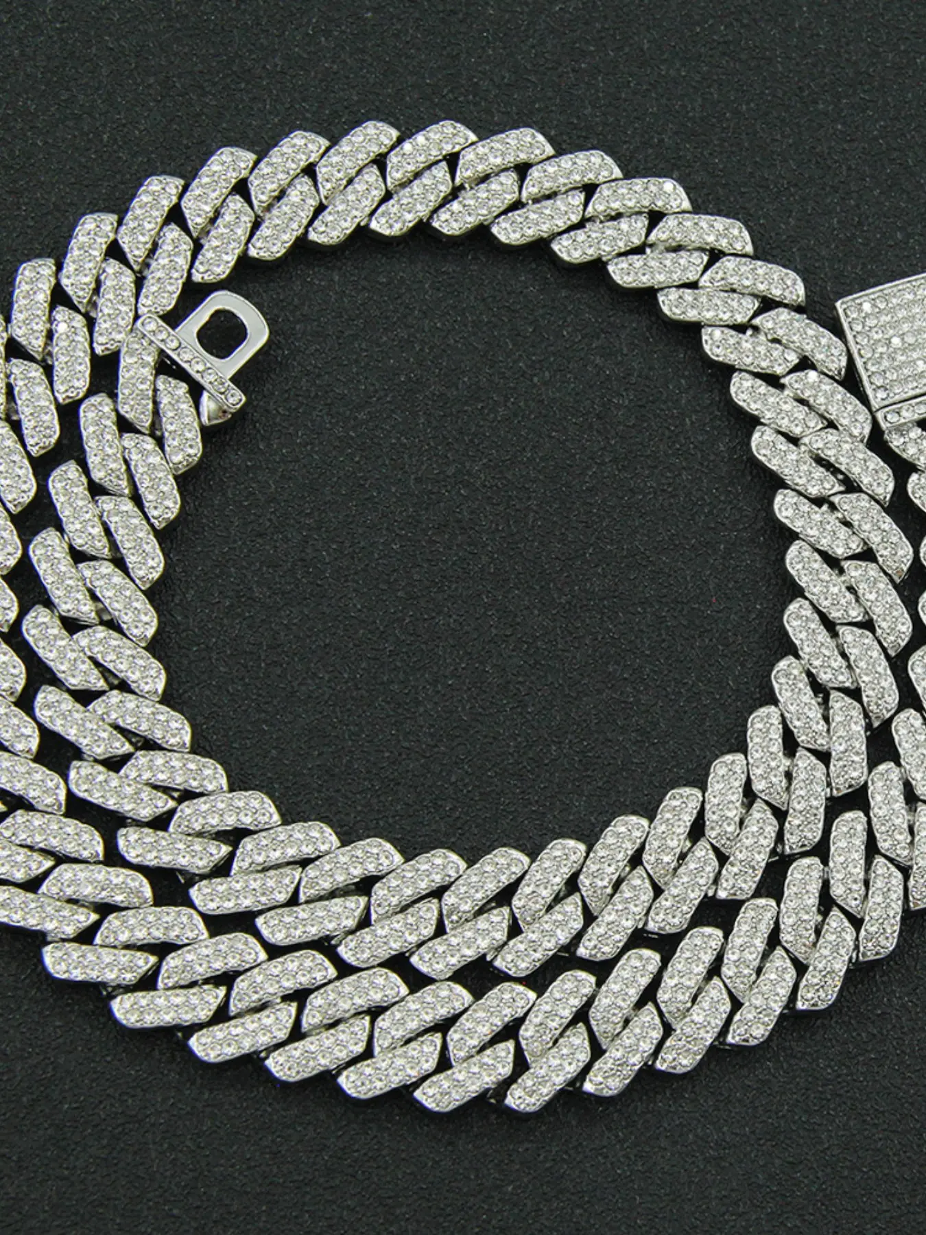 22inch Hip Hop Rhinestone Cuban Chain Men's Necklace, Bold Statement Collarbone Chain Jewelry, Trendy Accessory for Stylish Men