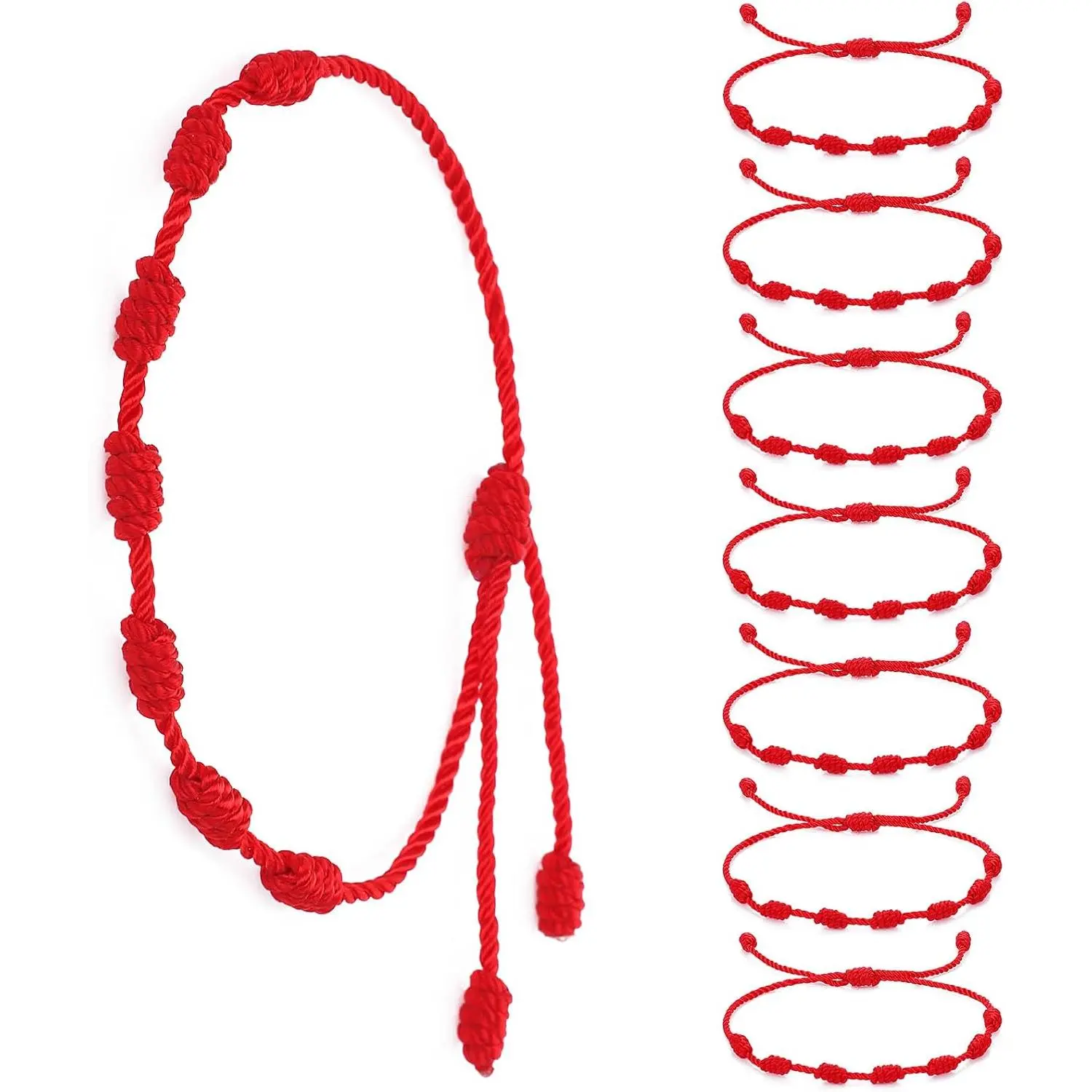8 count Red String Bracelet Set, 7 Knot  Luck Bracelets Red Bracelets for Women Knots String for Protection Adjustable Lucky Charm Bracelet