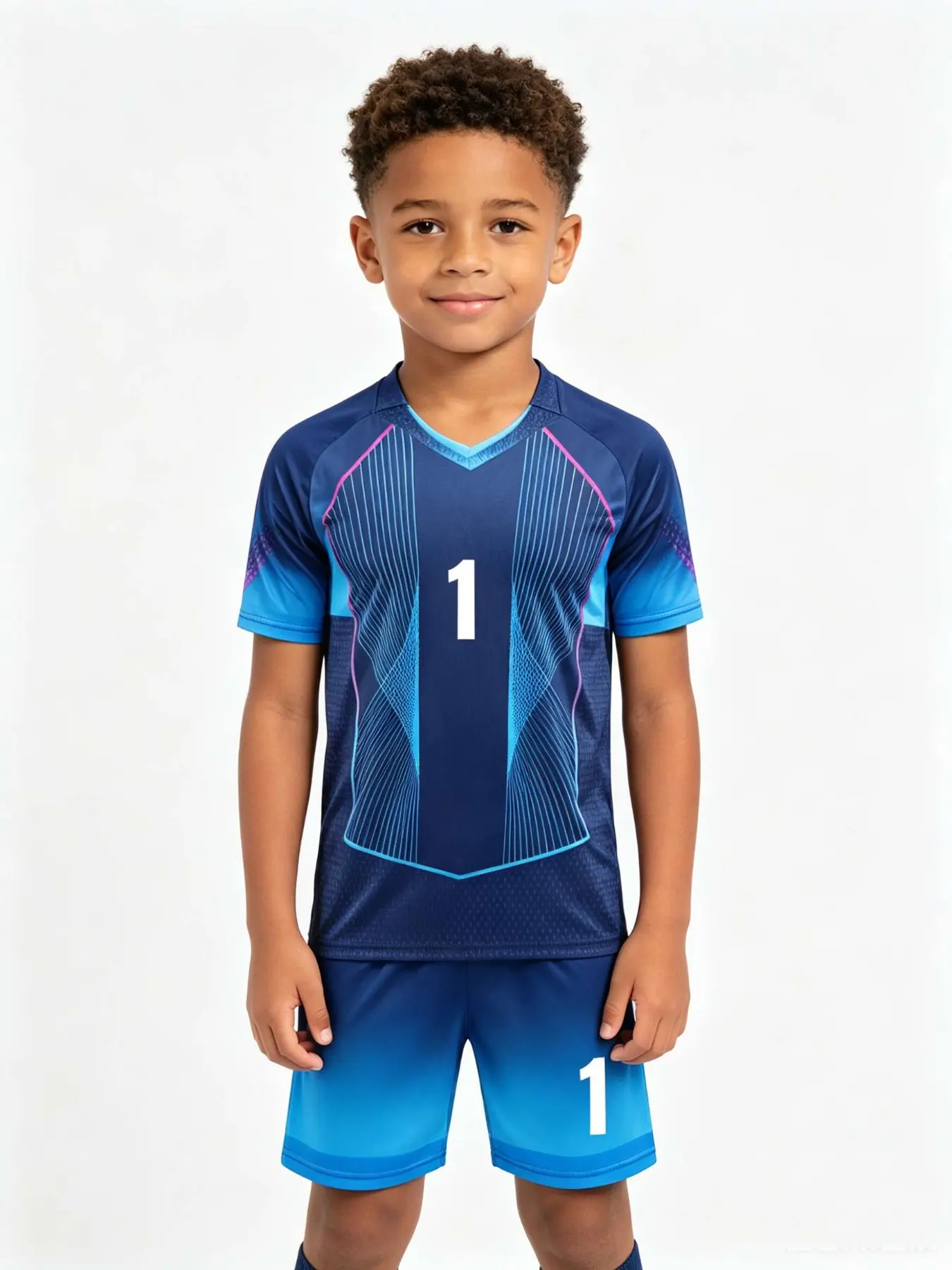 Unisex Sports Set for Kids, Youth Soccer Training Gear, School & Outdoor Activities, Blue- Quick-Dry Breathable Football Uniform