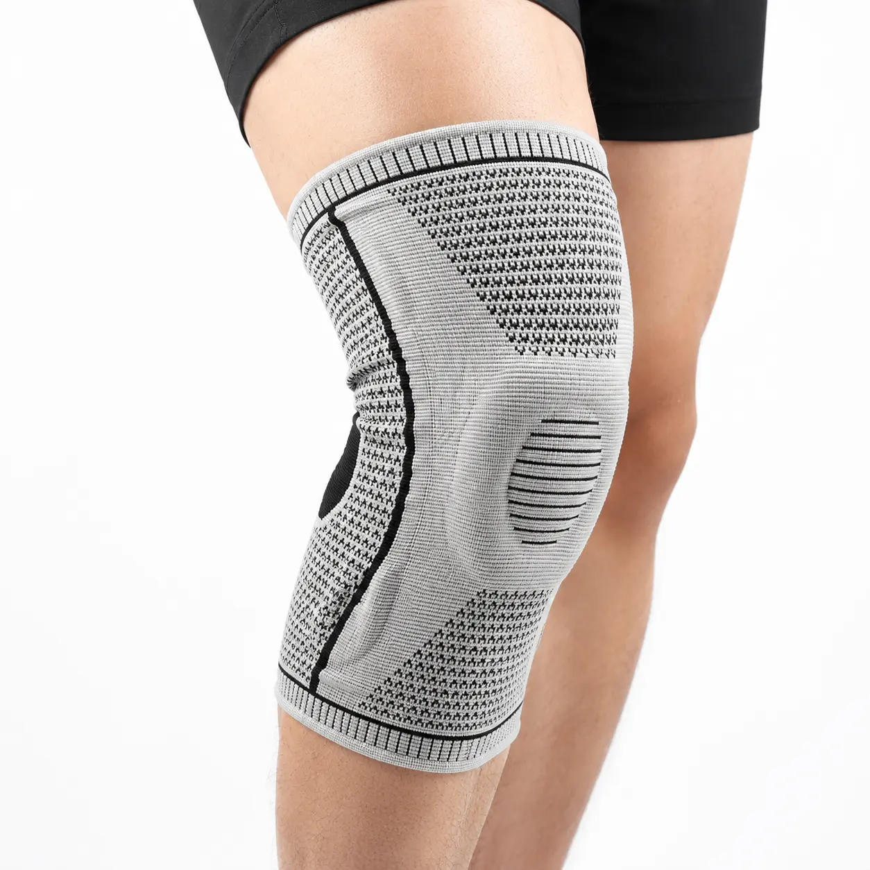 Knee Compression Sleeve for Men & Women, Silicone Patella Knee Support Brace, Breathable Anti-Slip Knee Sleeve for Running, Basketball, Gym & Cycling