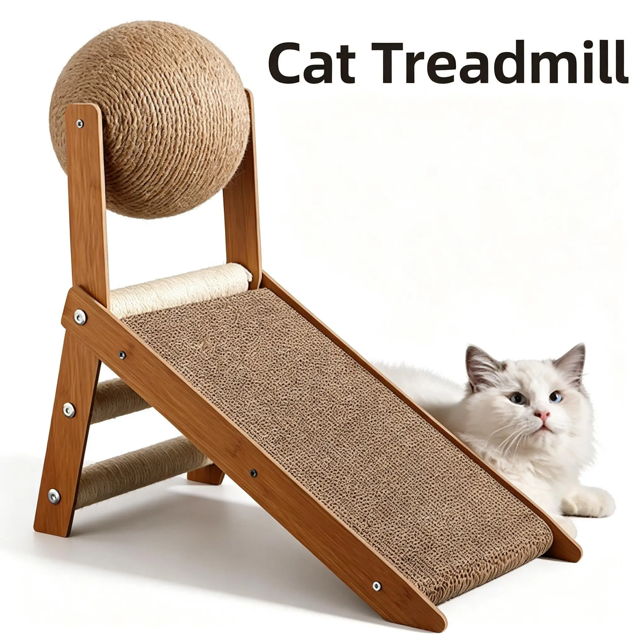 Small Cat Scratching Board with Cardboard Base, Sisal Rope, Durable Tear-Resistant, Low Litter Shed, Claw Sharpening & Self-Play Distraction Tool