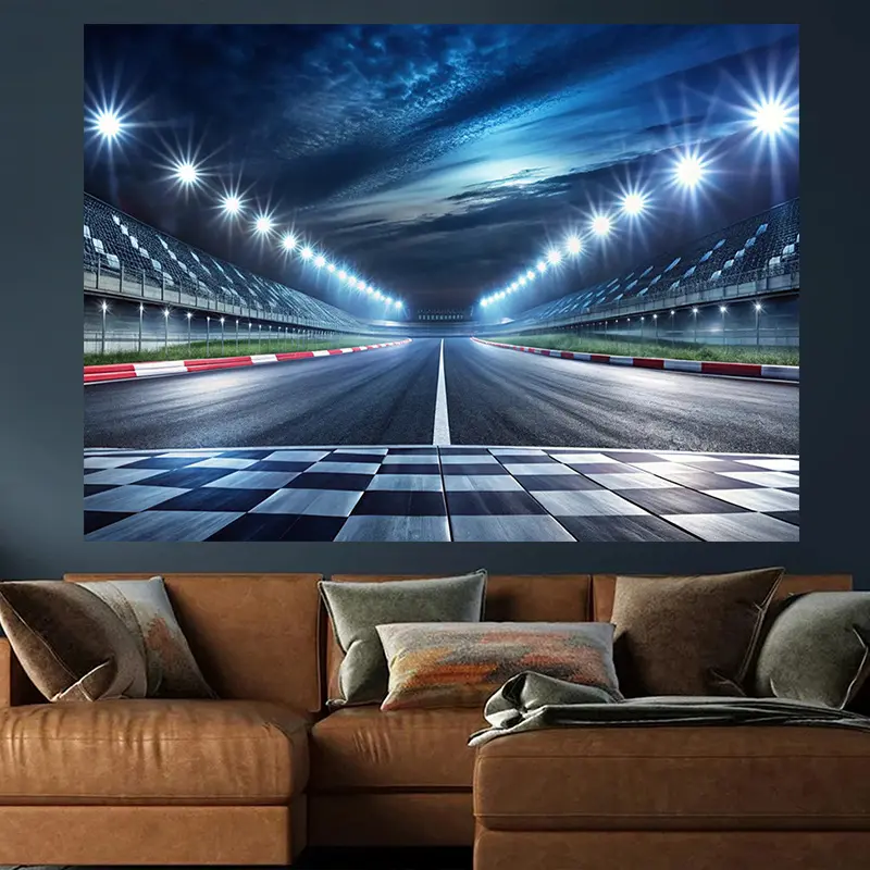 Racing Track Night Scene Tapestry - Wall Hanging Decoration for Home, Party, Car Decor, Ideal Gift for Textile Soft Furnishings Enthusiasts