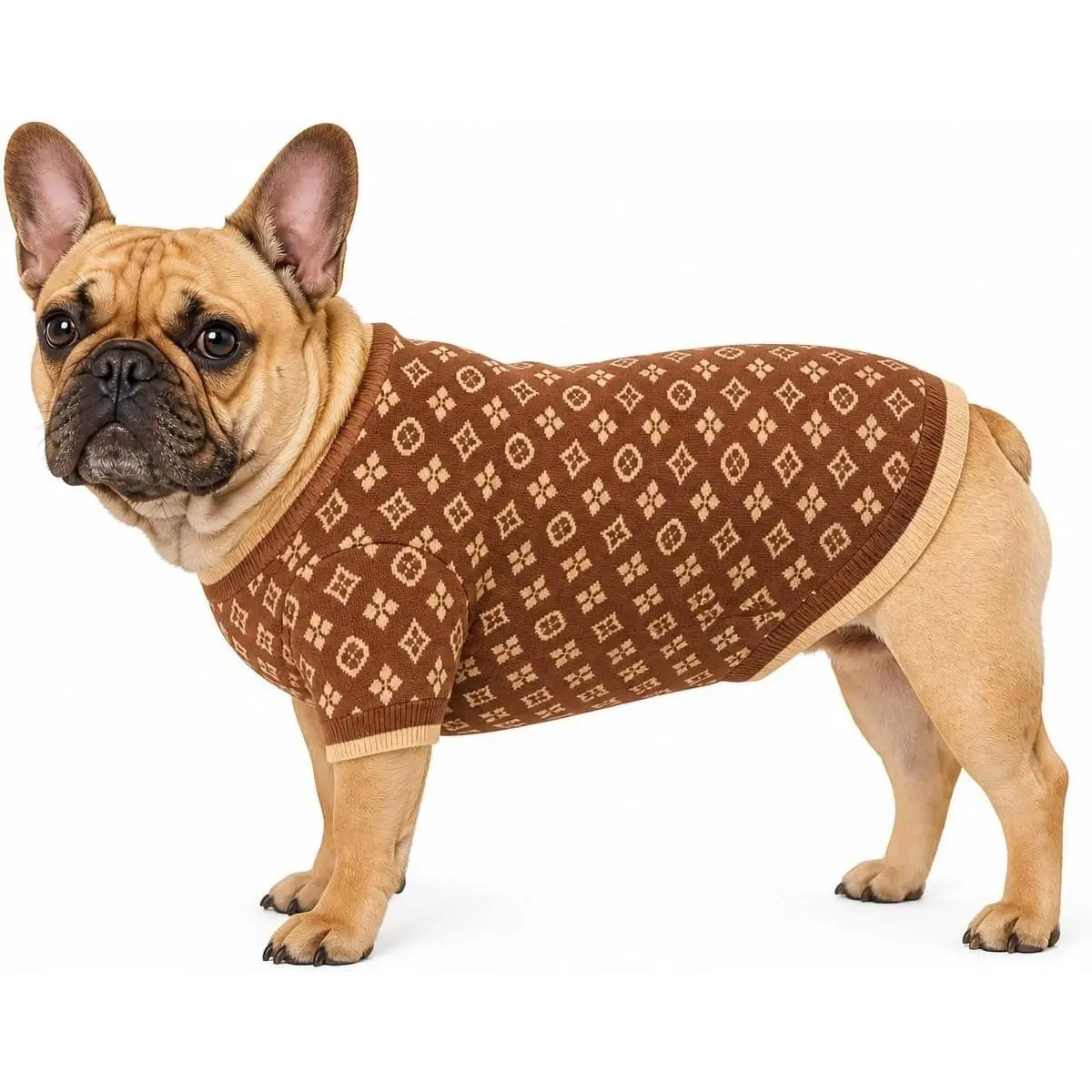 Luxury Knit Dog Sweater for Small Dogs - Soft Fabric, Warmth, Luxury Detail, Easy Pullover Fit for Yorkies in Cold Weather