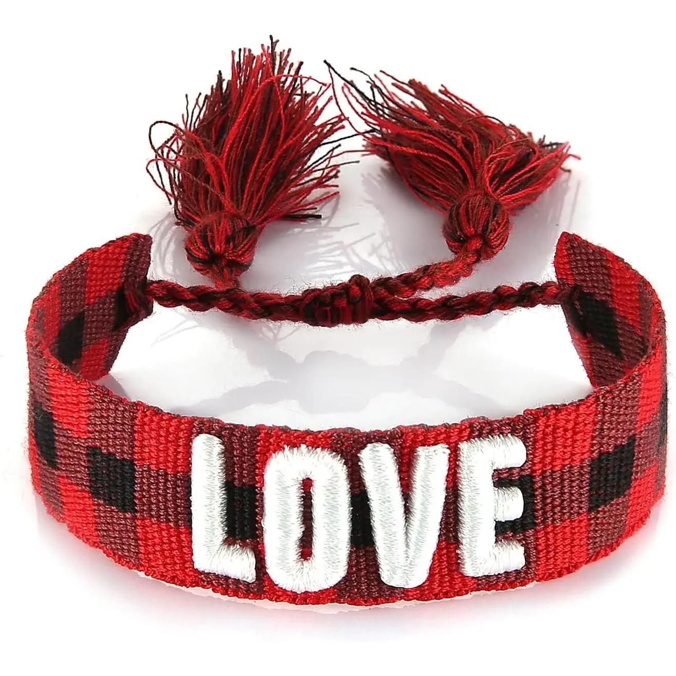Woven Friendship Bracelet for Couples, Unisex Heat Resistant Polyester Fiber Wristband with Adjustable Size, Valentine's Gift
