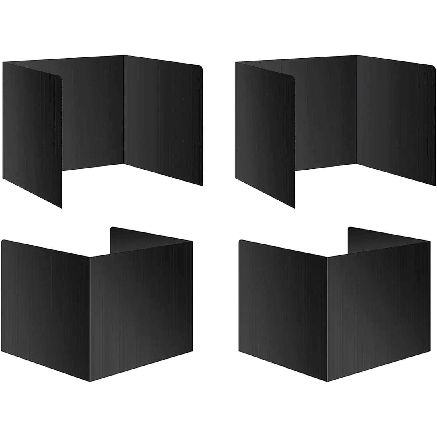 Black 4-Pack Desk Dividers for Students,  Durable Plastic Study Carrel Dividers, Easy to Clean,  Classroom Shield Folder Boards for Student Desk