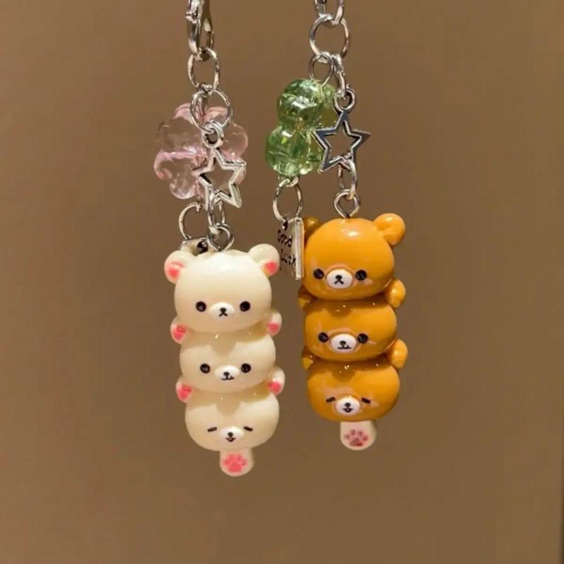 Cute Bear Phone Charms Pendant Kawaii Anime Keychain Accessories For Keys Schoolbag iPhone 17Promax Airpods Korea Y2K Stylish Bear Design