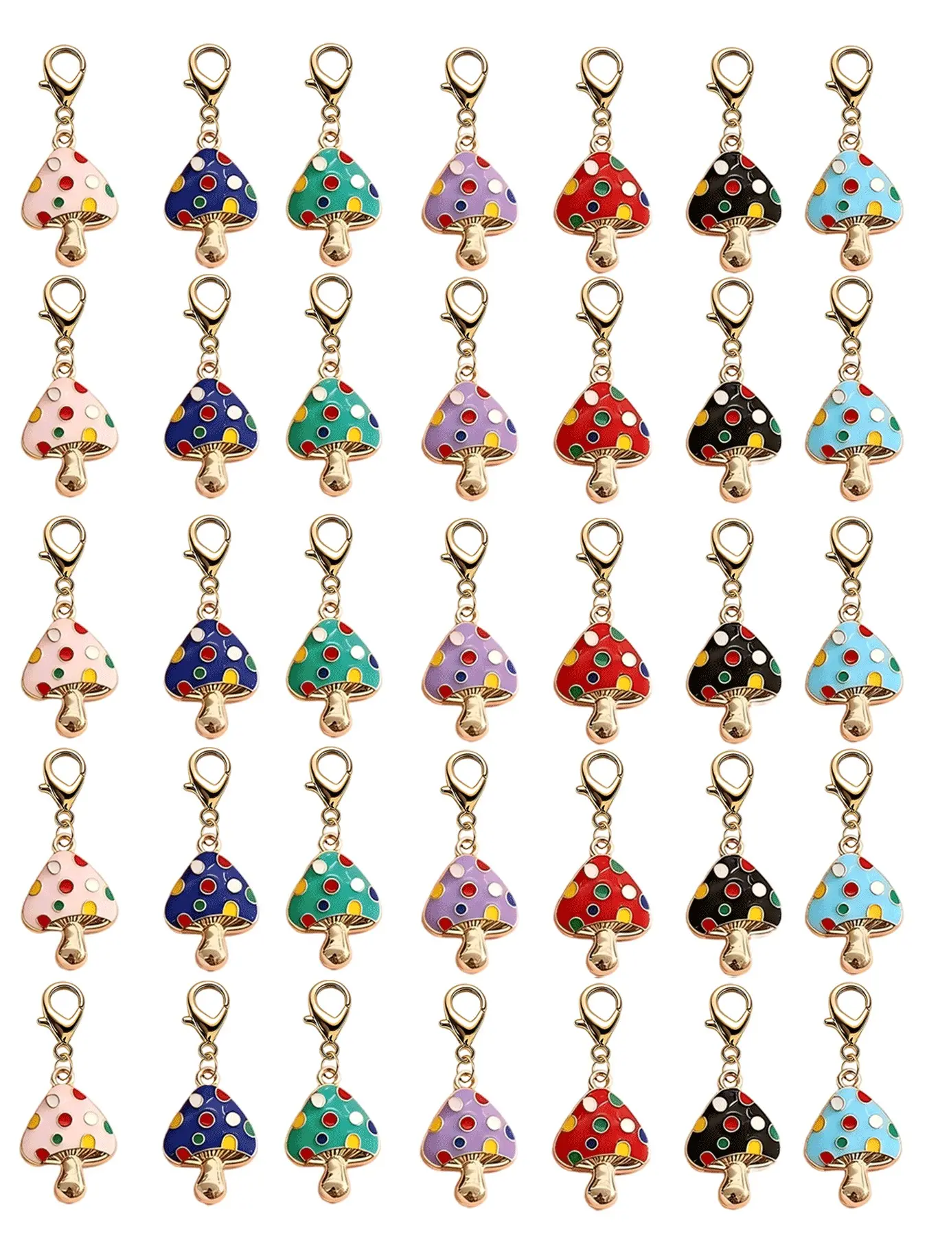 35pcs Colorful Mushroom Keychains, Keychain Charms, Daily Backpack Accessories, Women's Shoe Decor, Memorial Gifts, Harvest Season, Halloween Decoration, Cool Keychains
