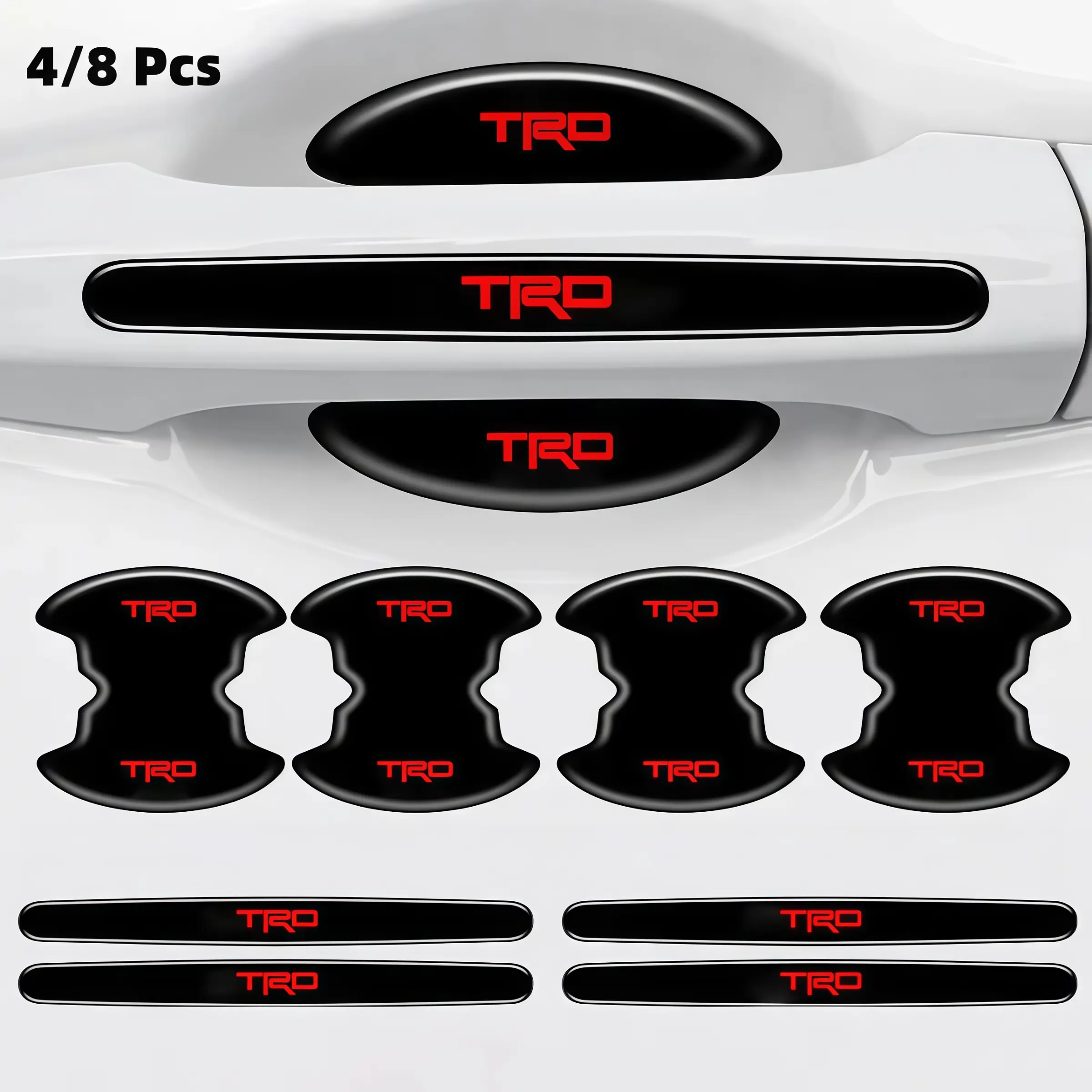 4/8pcs Car Stlying Door Handle Bowl Anti-scratch Protective Stickers for Cars for Toyota TRD RAV4 CH-R 4Runner Tundra Tacoma Auto Interior Accessories Automotive Decals Car Styling Decals