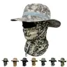Unisex CP Camouflage Polyester Fisherman Bucket Hat Set for Adults - Detachable Neck Flap, Face Mask, Round Brim, Adjustable, Windproof Hat, Breathable Mesh Caps, Extendable Tactical Accessories, All Seasons, Sun Protection for Fishing, Hiking