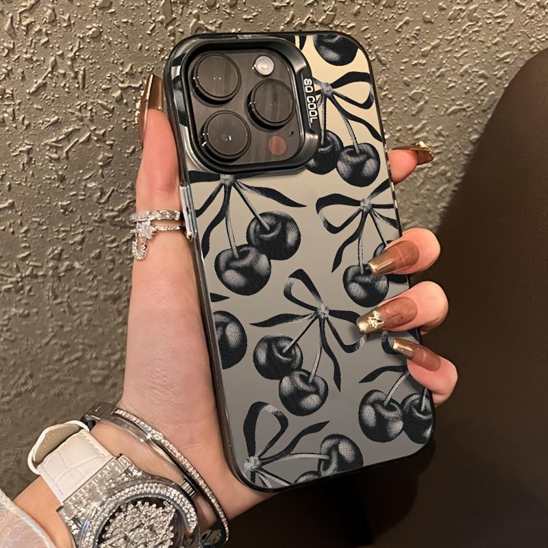 Cherry Pattern Case for iPhone 17 16 15 14 Pro Max 13 12 11 XR XS Plus Shockproof Drop Protection Durable PC Cover Non-Slip Design Gifts for Women Men