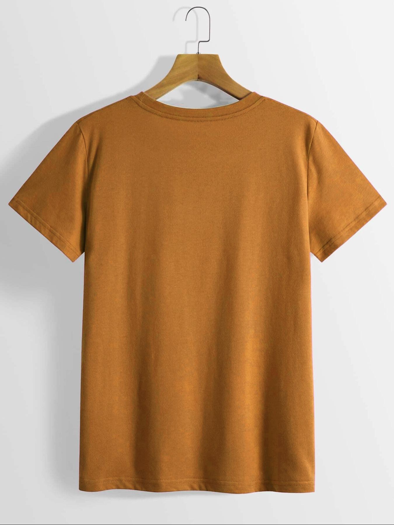 Women's Sunflower Print Round Neck Tee, Summer Clothes Women, Casual Short Sleeve Crew Neck T-shirt for Summer, Summer Outfits 2024, Graphic Tees, T Shirts for Women, Women's Top for Daily Wear