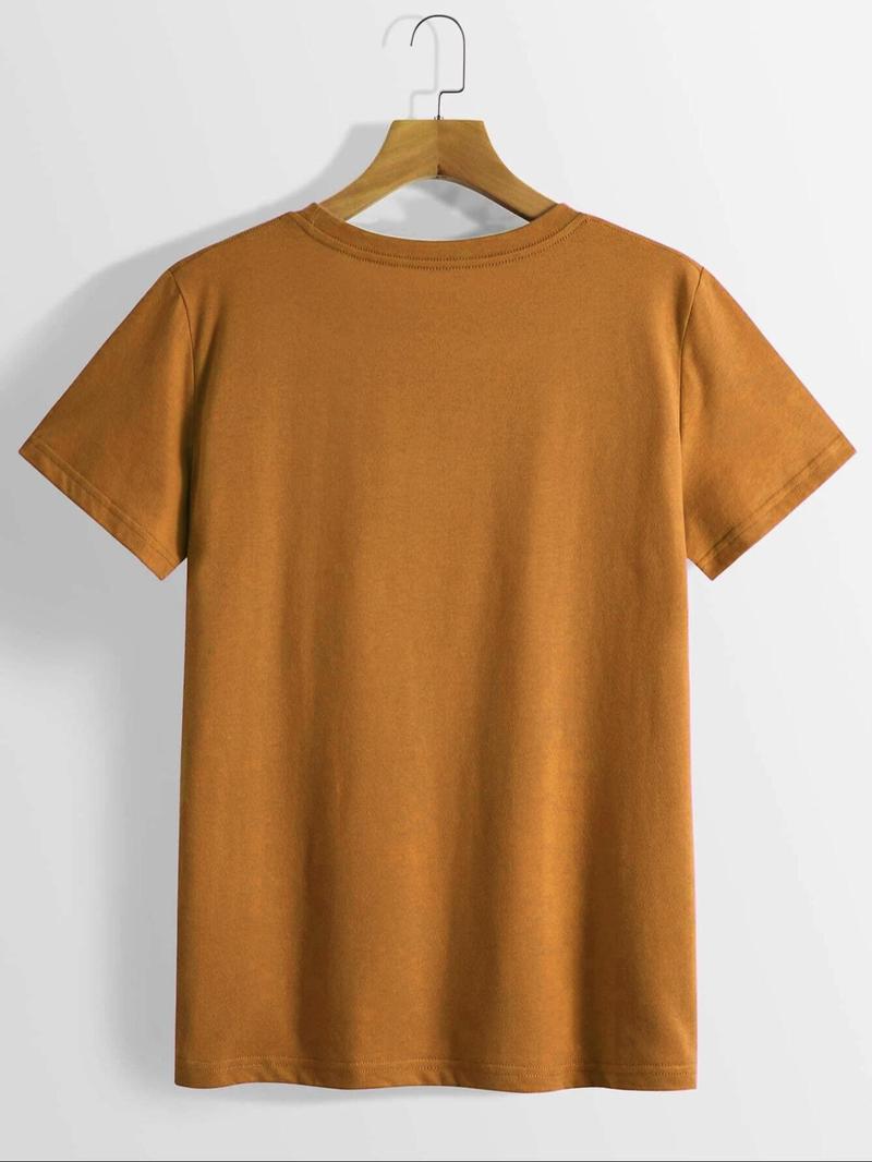 Women's Sunflower Print Round Neck Tee, Summer Clothes Women, Casual Short Sleeve Crew Neck T-shirt for Summer, Summer Outfits 2024, Graphic Tees, T Shirts for Women, Women's Top for Daily Wear