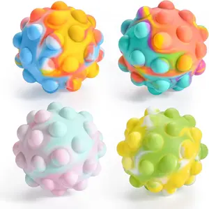 Pop It Stress Ball, Easter Basket Stuffers 3D Food-Grade Silicone, Anti-Anxiety Squeeze Sensory Toy for Kids Adults Over 3 Years (4 Pack)fidget toys
