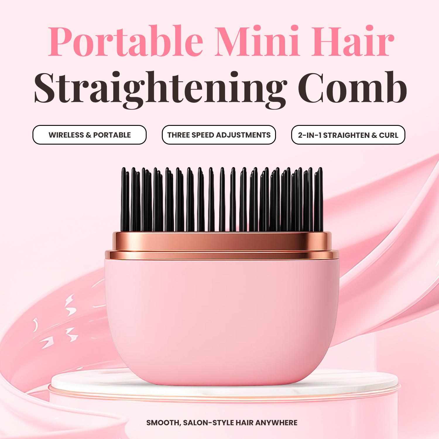 Mini Cordless Hair Straightener, Portable 2-in-1 Heated Comb & Iron, USB-C Rechargeable, Travel-Friendly Styling Tool, Multifunctional Hair Styler For Travel & Home Anti-Frizz Brush Pink Mini Cordless Hair Straightener, Portable 2-in-1 Heated Comb & Iron, USB-C Rechargeable, Travel-Friendly Styling Tool, Multifunctional Hair Styler For Travel & Home Anti-Frizz Brush Pink