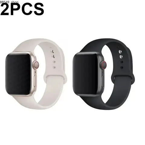2-Pack Sport Silicone  Watch Bands – Soft Durable Replacement Straps Compatible with All Series 38–49mm