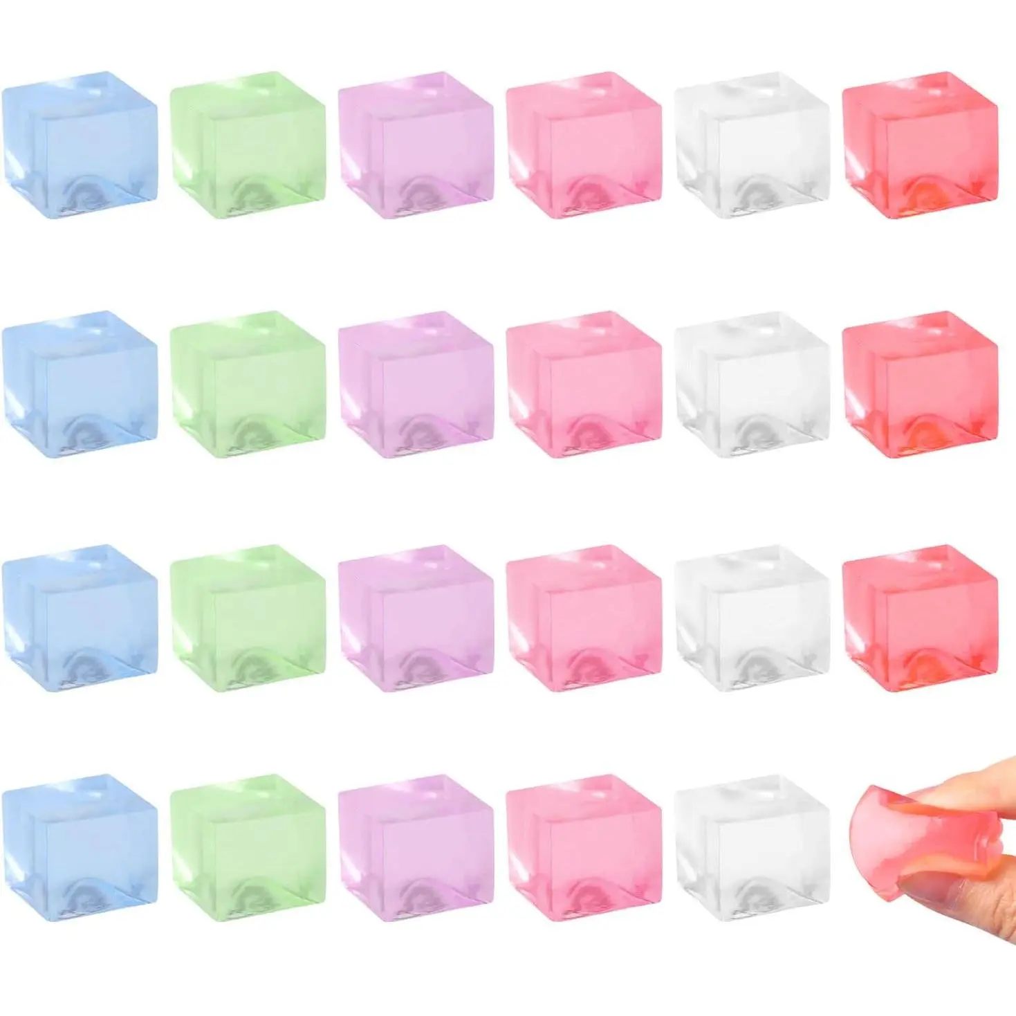 24PCS Mini Ice Cube Toys,Squeeze Cubes Ball- Ice Fidget Squeeze Toys for Kids and Adults with ADHD and Autism for Anxiety Relief & Hand Therapyfidget toys