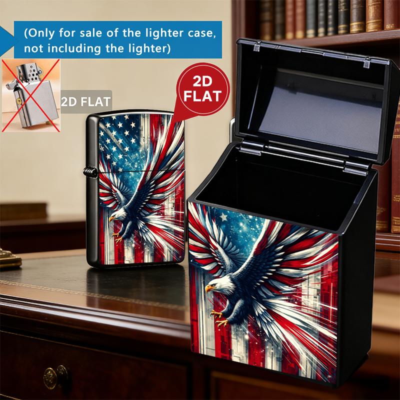 Vintage American Bald Eagle US Flag Cigarette Pack Case + Lighter Shell, Distressed Flag Design, Proud American Gift for Him, Memorial Day Accessory