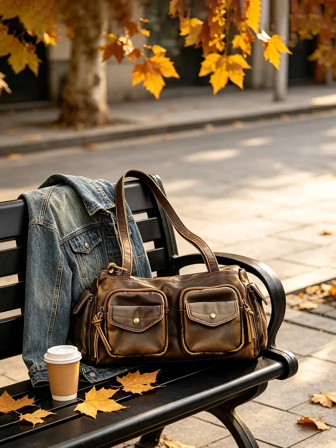 1pc Soft Solid Vintage Brown Multi Pocket Retro Leather Shoulder Bag, Slim Long Shoulder Strap Handbag For Short Video Shooting, Daily Errands, Weekend Night Activities, Fit For Retro Street Young Women