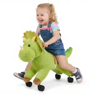 VEVOR Ride On Dinosaur Toy for Kids (3-6 Years), Cute Look, No Battery Required, Lifelike Roars, 360-Degree Flexible Smooth Wheels, Soft Seat, 88 lbs Max Load, 5.95 lbs Weight, Smooth Ride for Birthdays