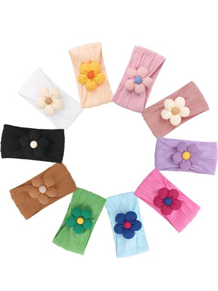 Baby Hair Band Set of 3 or 12, Soft Nylon Floral Headbands for Girls, Comfortable and Elastic Hair Accessories, Delightful Floral Design