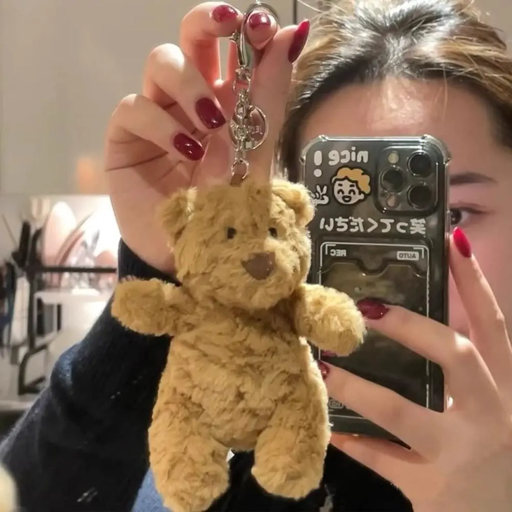 Barcelona Bear Plush Toy Keychain Mini Cute Stuffed Bear Doll Pendant Gift for Girlfriend