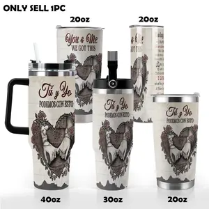 SMS - “Tú & Yo” Vaso Térmico de 20 oz/30oz/40oz – Hecho en EE. UU., Regalo de Aniversario para Él o Ella, Taza de Amor para Esposo y Esposa, Vaso Especial para Parejas y Momentos Inolvidables