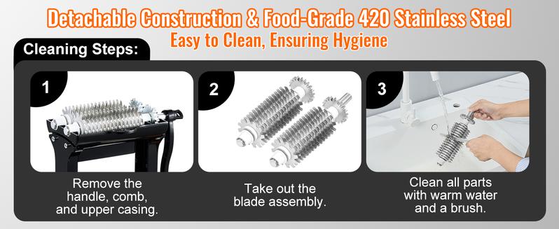 VEVOR Commercial Meat Tenderizer, Heavy Duty Stainless Steel Meat Tenderizer Machine, Quick and Easy Manual Operation Kitchen Tool, 5.8" Feed Port for Beef, Turkey, Chicken, Pork, Steak, and Fish Utensils