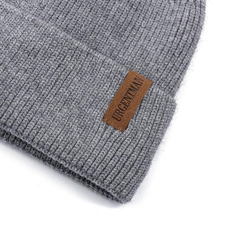 Unisex Letter Label Chic Winter Warm Hat Stylish Fleece Cozy Beanie Hat For Men Women Outdoor Thicken Ski Sports Knitted Hat